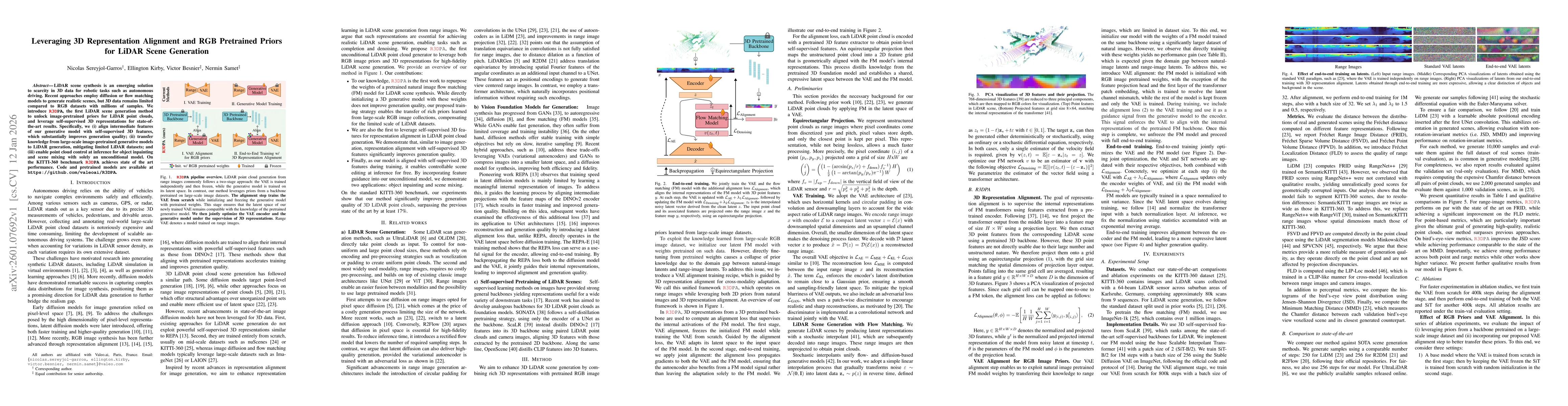 Thumbnail for Leveraging 3D Representation Alignment and RGB Pretrained Priors for LiDAR Scene Generation