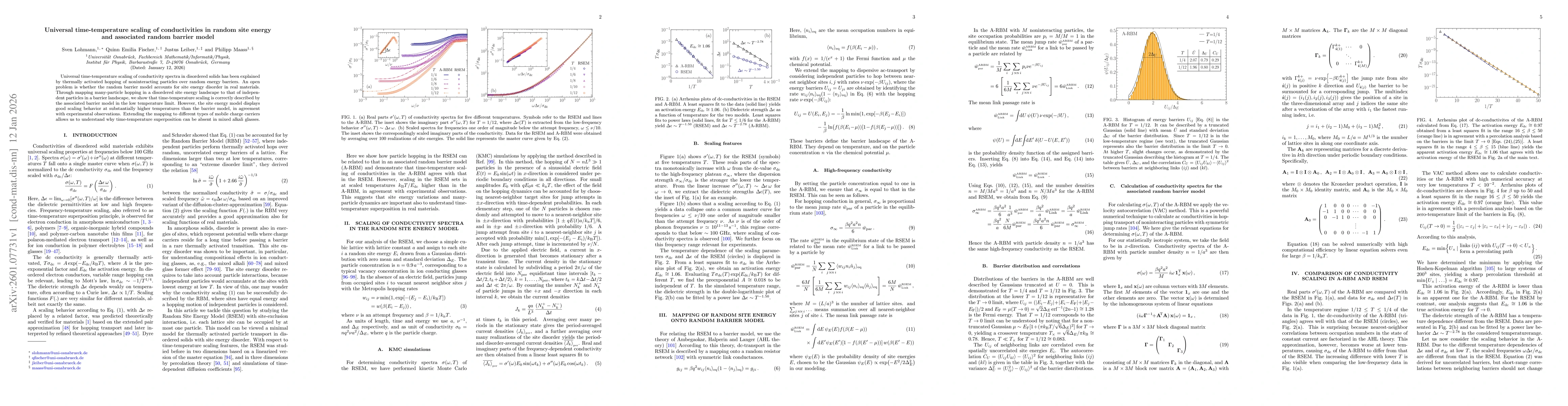 Thumbnail for Universal time-temperature scaling of conductivities in random site energy and associated random barrier model