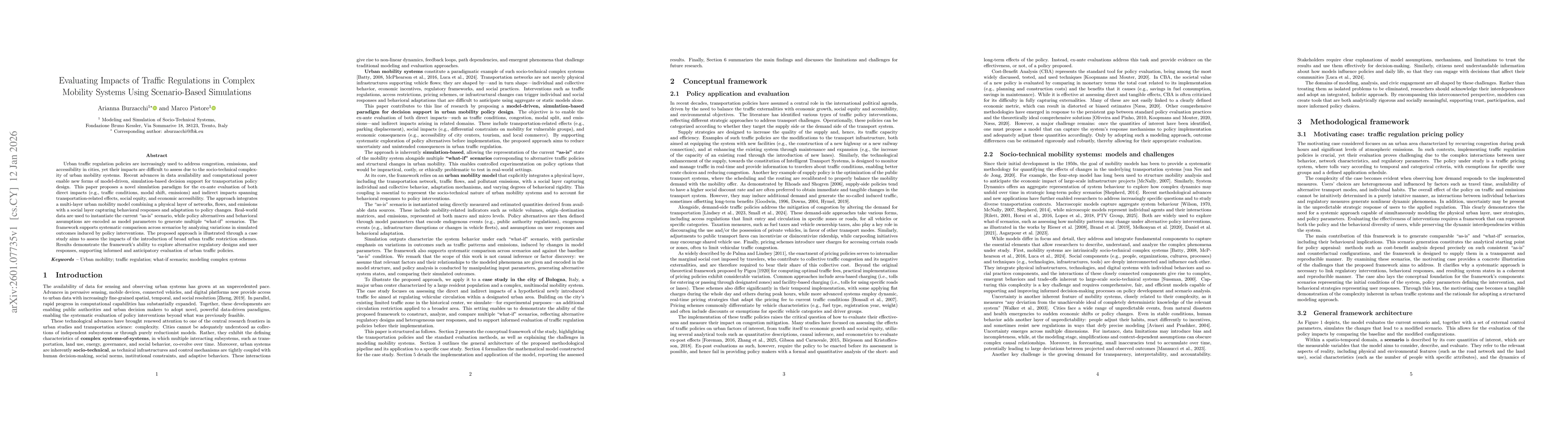 Thumbnail for Evaluating Impacts of Traffic Regulations in Complex Mobility Systems Using Scenario-Based Simulations