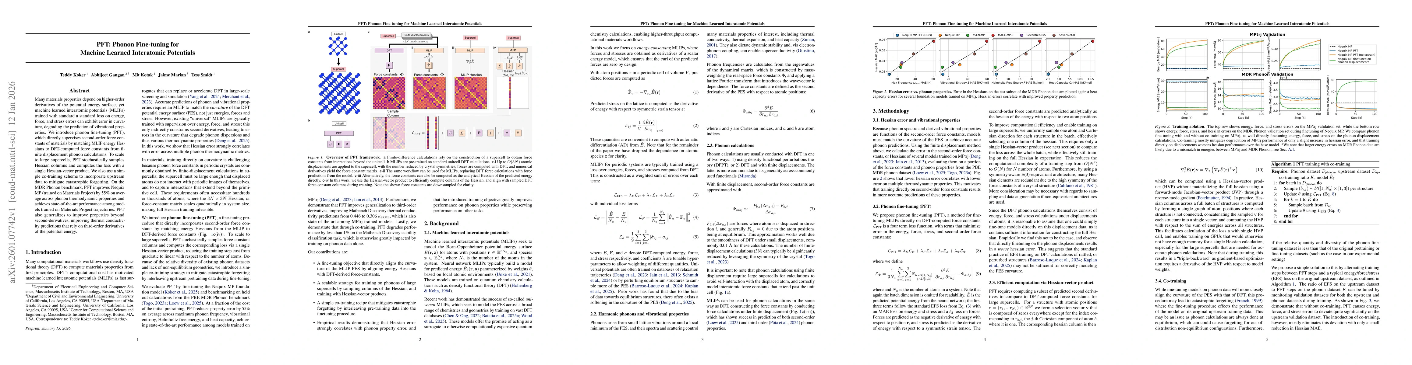 Thumbnail for PFT: Phonon Fine-tuning for Machine Learned Interatomic Potentials