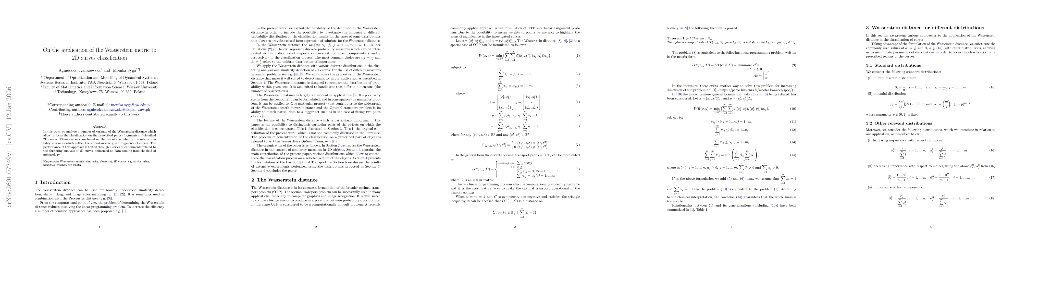 Thumbnail for On the application of the Wasserstein metric to 2D curves classification