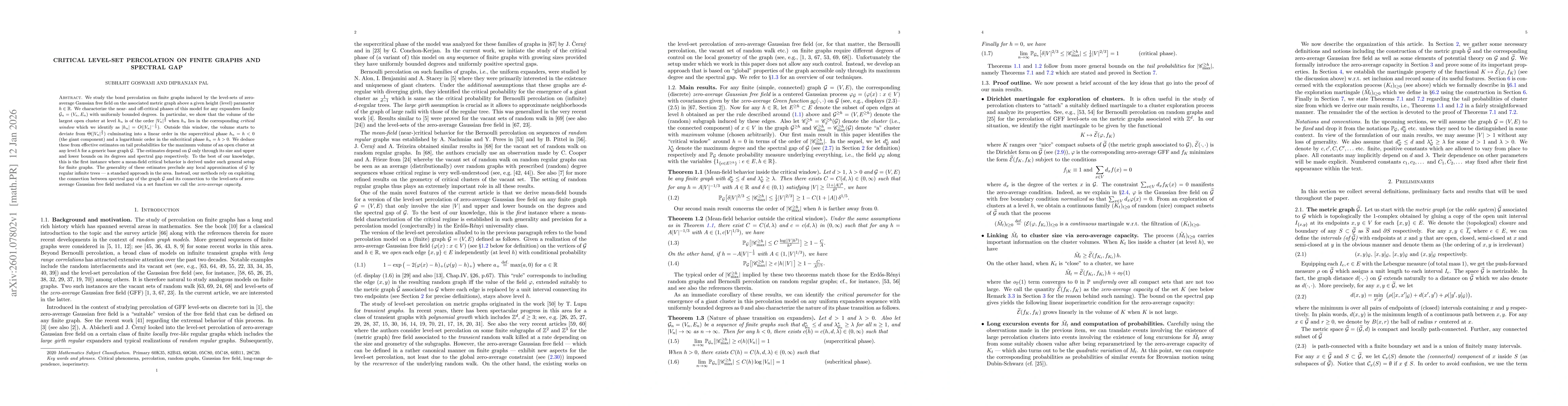 Thumbnail for Critical level-set percolation on finite graphs and spectral gap