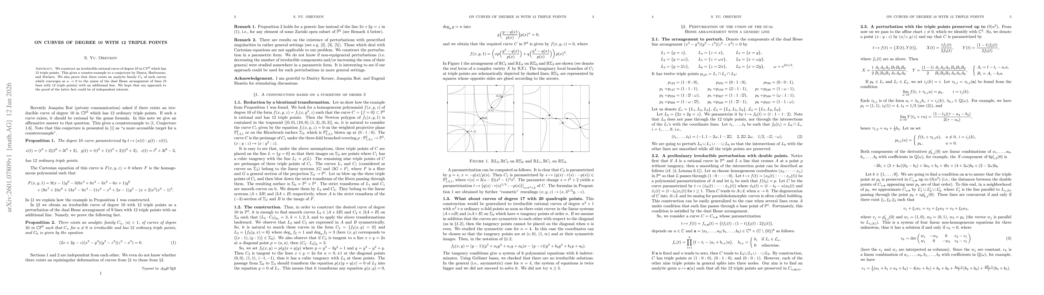 Thumbnail for On curves of degree 10 with 12 triple points