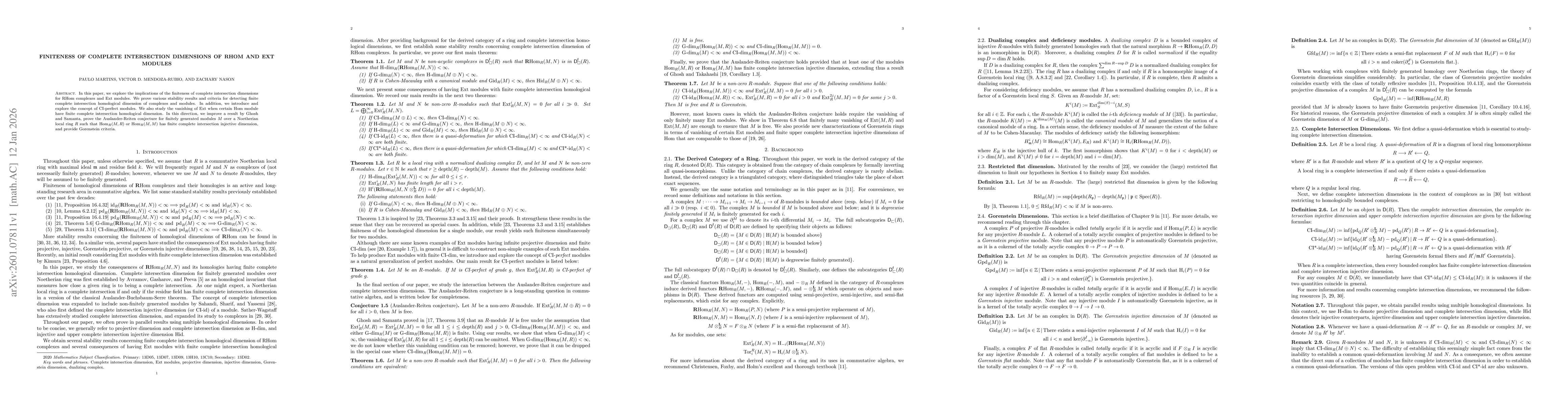 Thumbnail for Finiteness of complete intersection dimensions of RHom and Ext modules