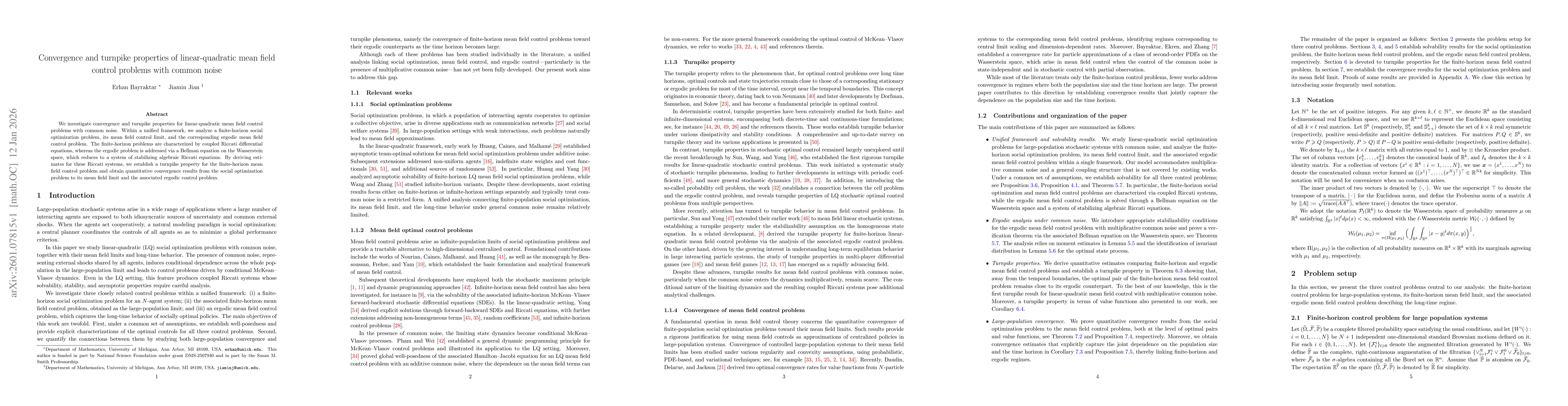 Thumbnail for Convergence and turnpike properties of linear-quadratic mean field control problems with common noise