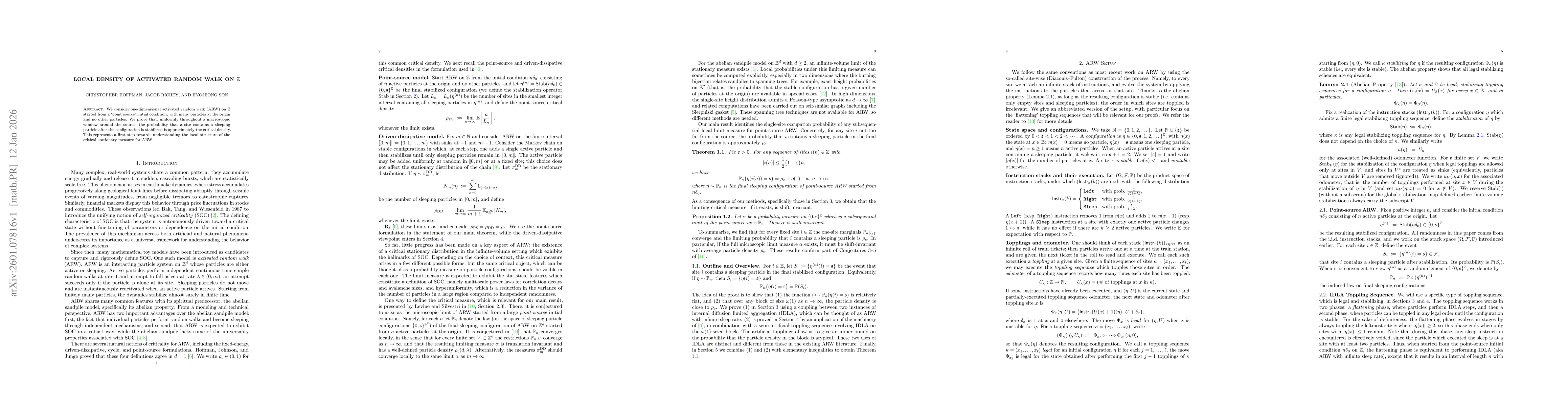 Thumbnail for Local Density of Activated Random Walk on $\mathbb{Z}$