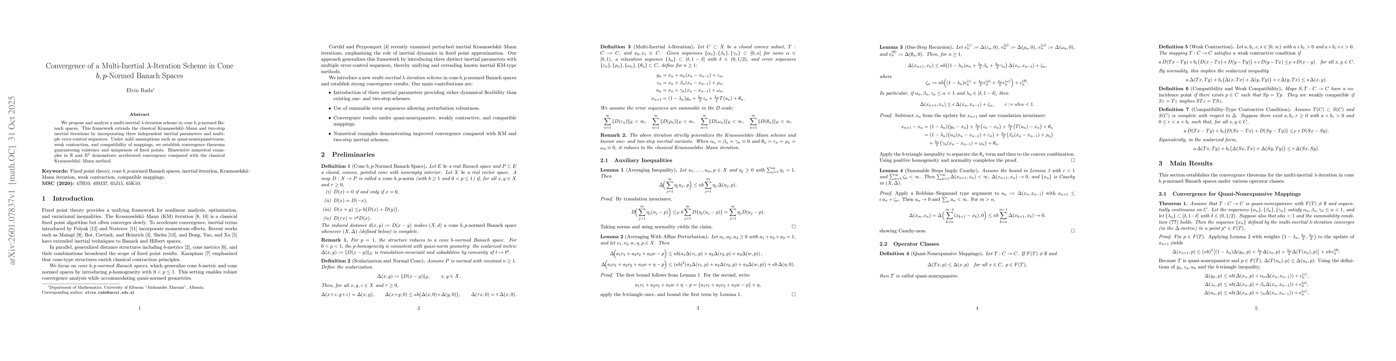 Thumbnail for Convergence of a Multi-Inertial-Iteration Scheme in Cone b, p-Normed Banach Spaces
