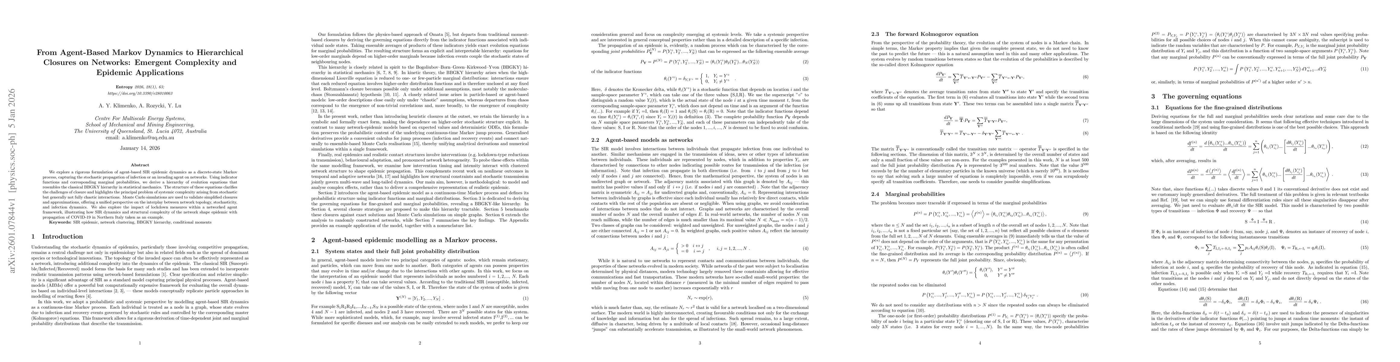 Thumbnail for From Agent-Based Markov Dynamics to Hierarchical Closures on Networks: Emergent Complexity and Epidemic Applications