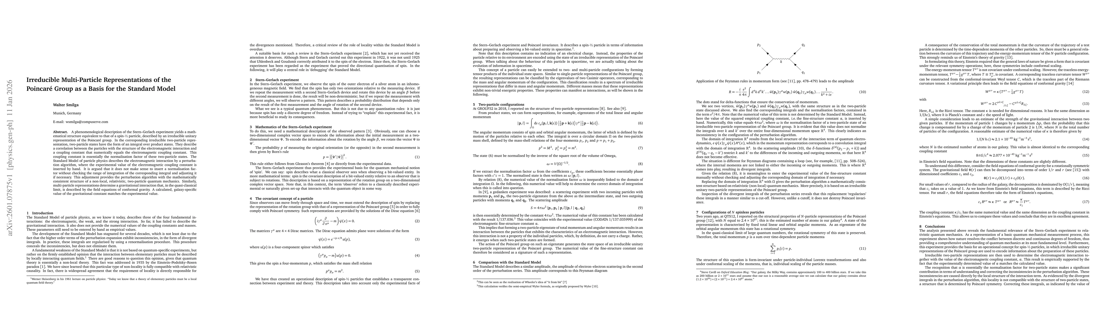 Thumbnail for Irreducible Multi-Particle Representations of the Poincaré Group as a Basis for the Standard Model