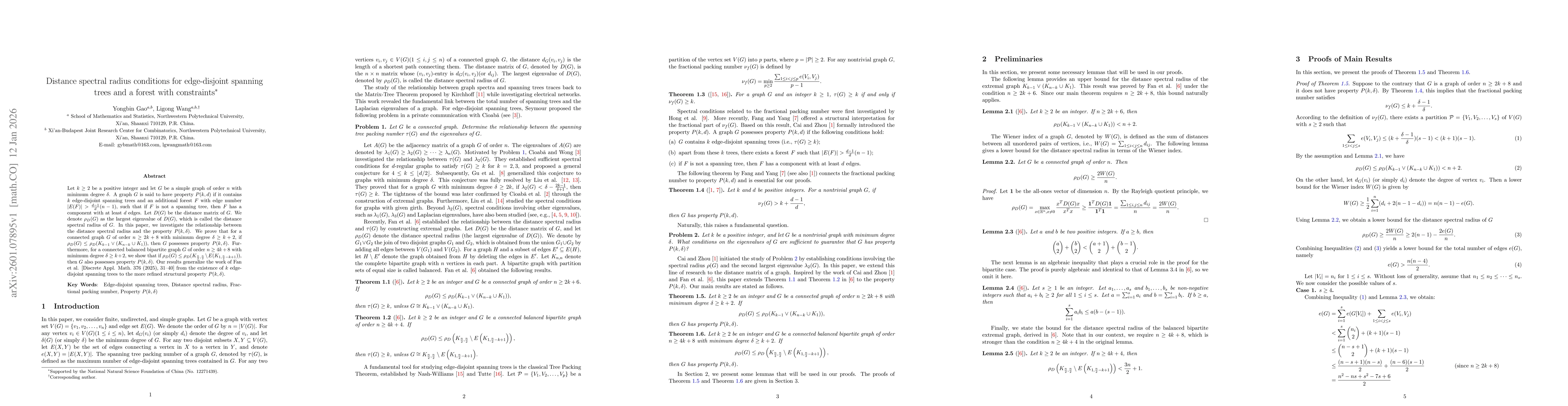 Thumbnail for Distance spectral radius conditions for edge-disjoint spanning trees and a forest with constraints