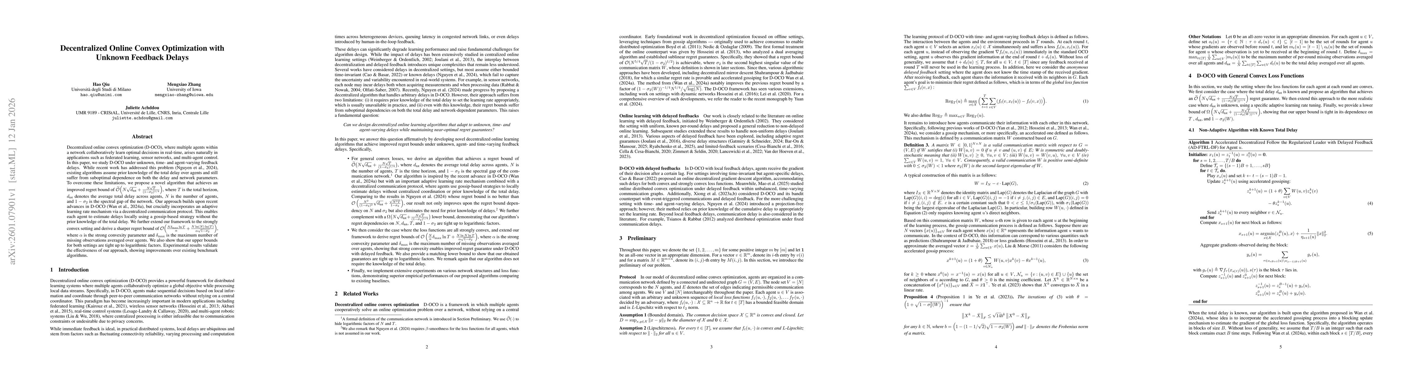 Thumbnail for Decentralized Online Convex Optimization with Unknown Feedback Delays