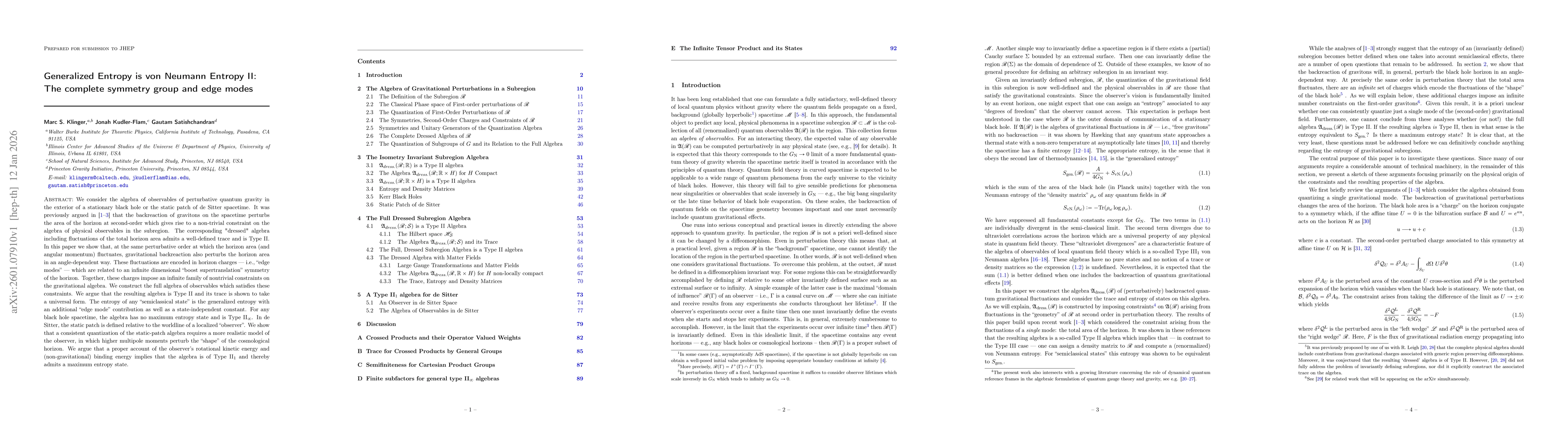 Thumbnail for Generalized Entropy is von Neumann Entropy II: The complete symmetry group and edge modes