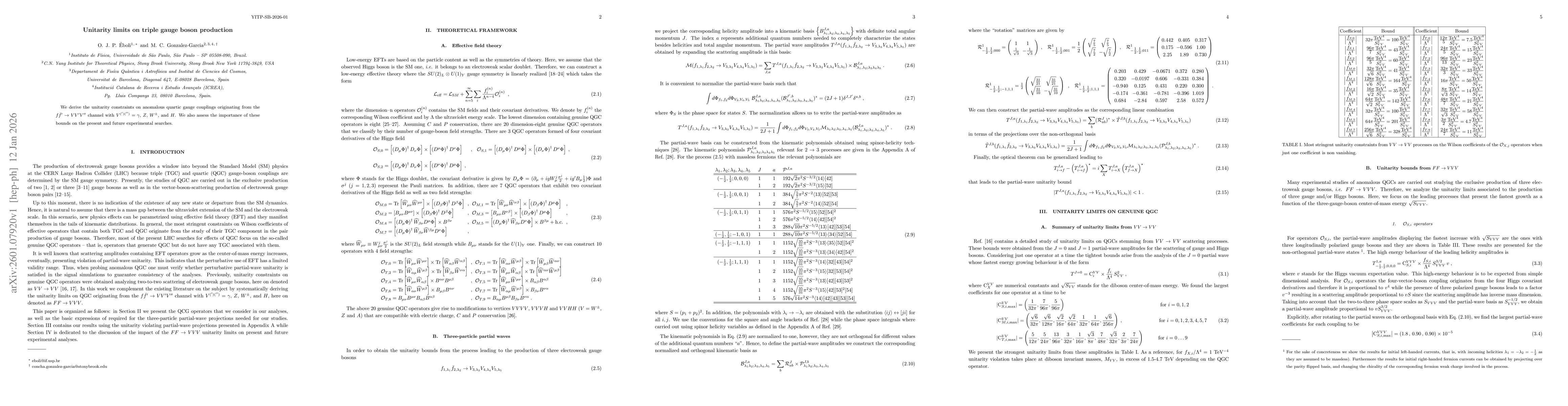 Thumbnail for Unitarity limits on triple gauge boson production