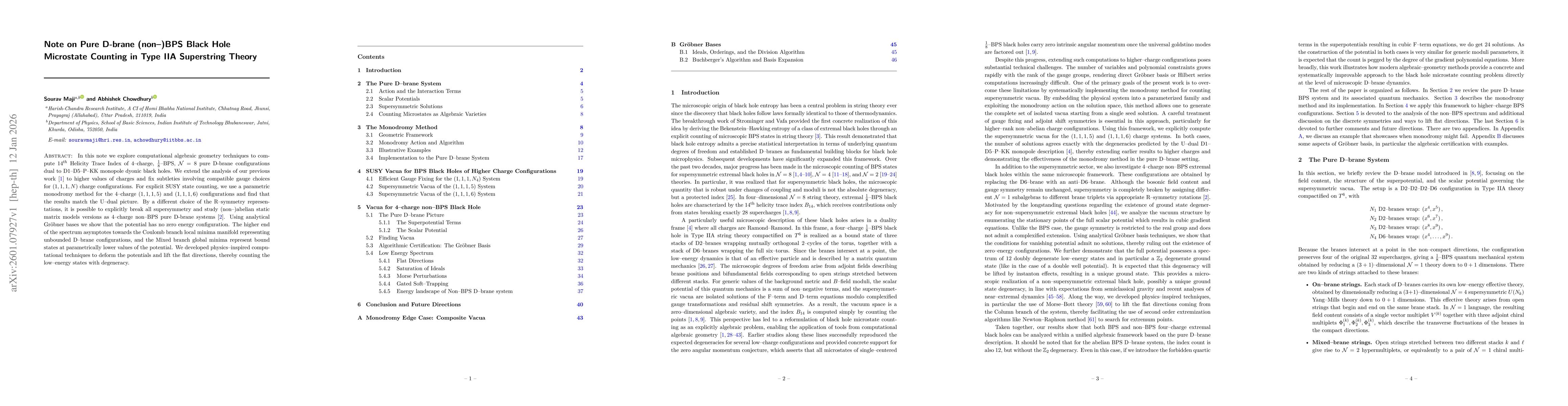 Thumbnail for Note on Pure D-brane (non--)BPS Black Hole Microstate Counting in Type IIA Superstring Theory