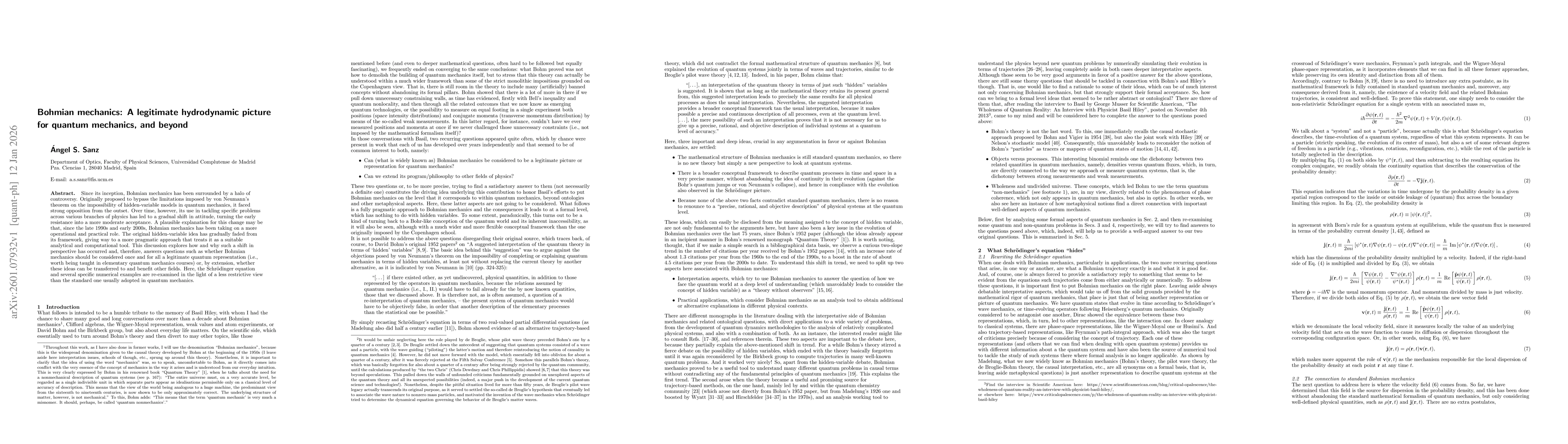 Thumbnail for Bohmian mechanics: A legitimate hydrodynamic picture for quantum mechanics, and beyond
