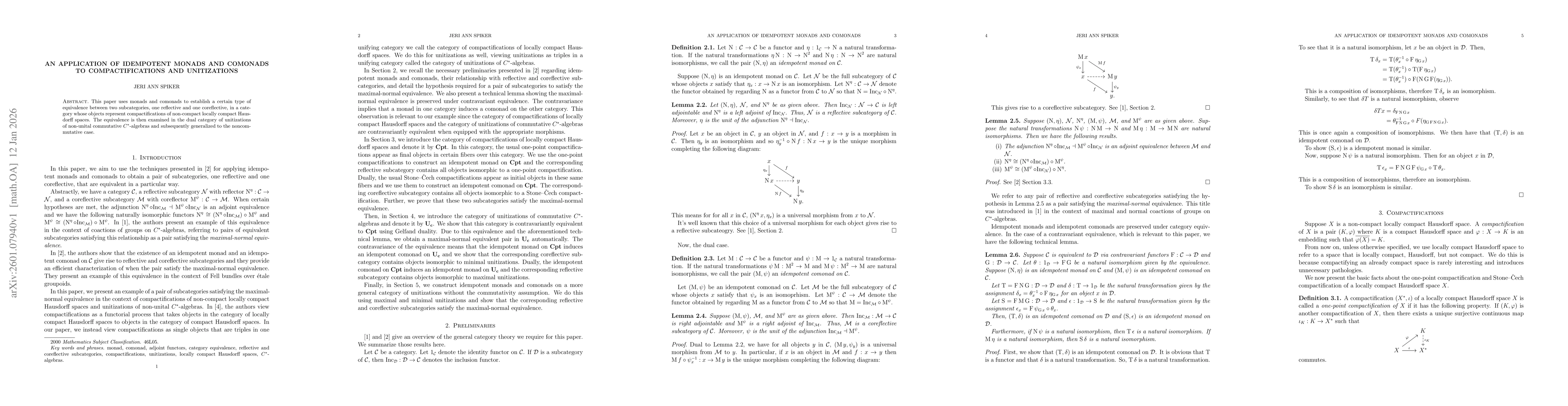 Thumbnail for An Application of Idempotent Monads and Comonads to Compactifications and Unitizations