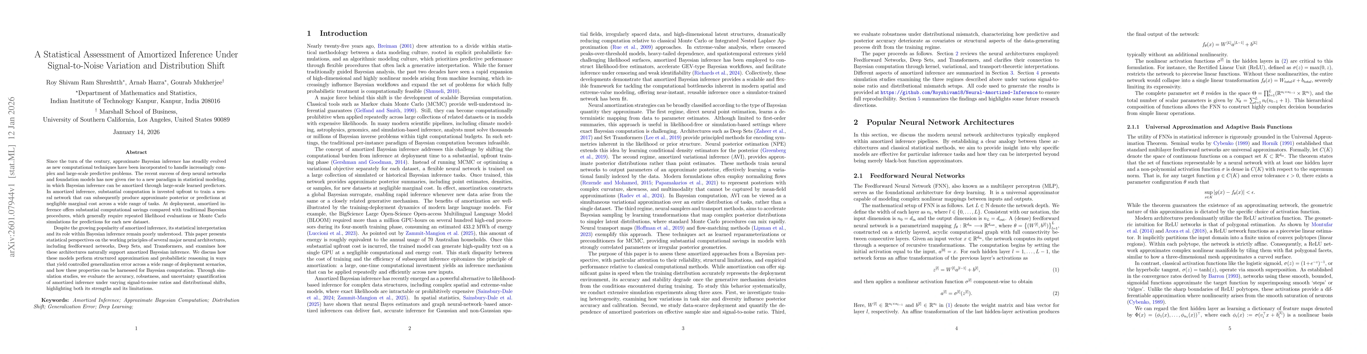 Thumbnail for A Statistical Assessment of Amortized Inference Under Signal-to-Noise Variation and Distribution Shift