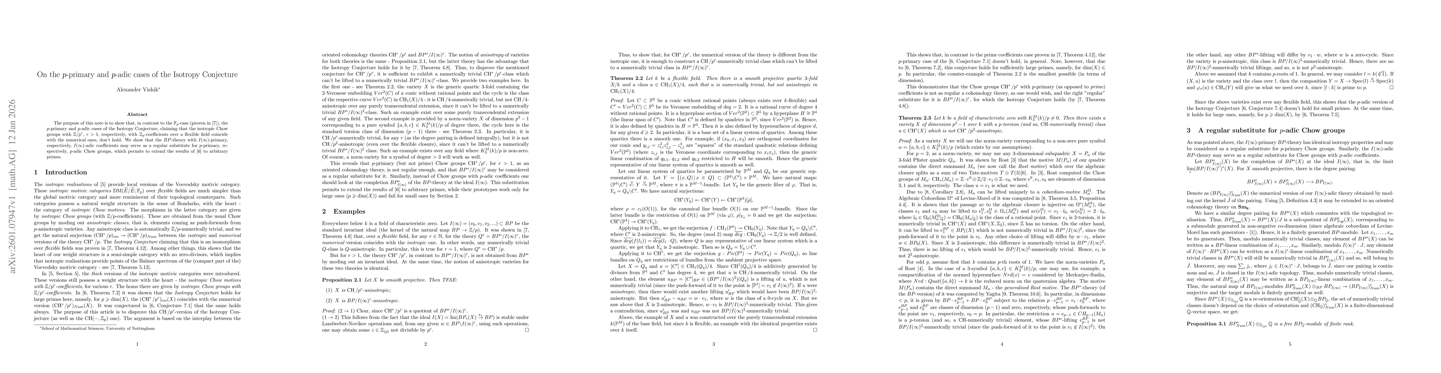 Thumbnail for On the $p$-primary and $p$-adic cases of the Isotropy Conjecture