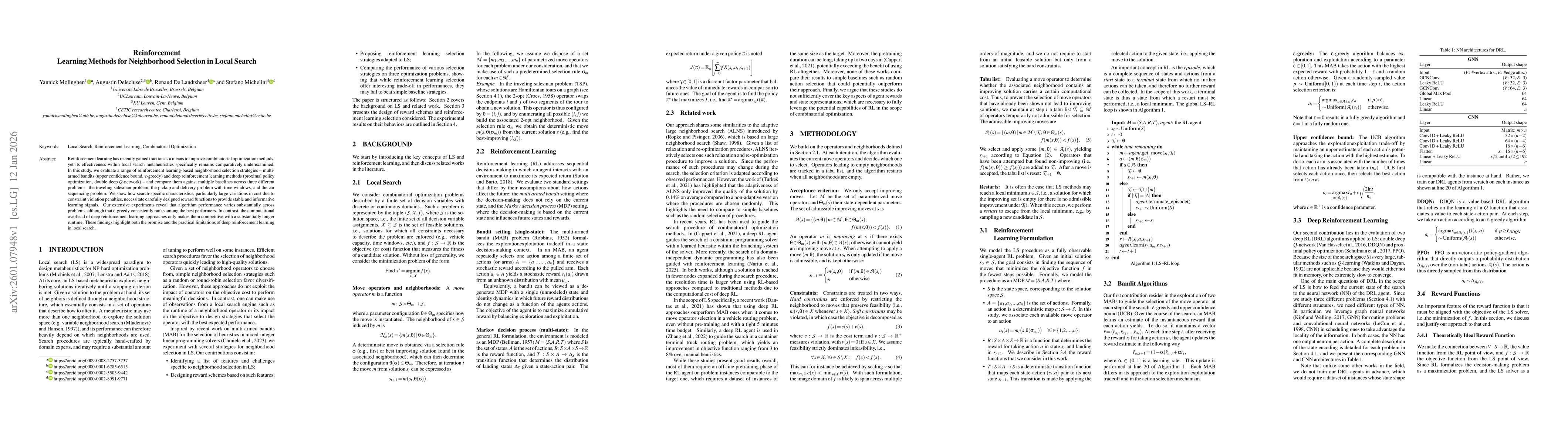 Thumbnail for Reinforcement Learning Methods for Neighborhood Selection in Local Search