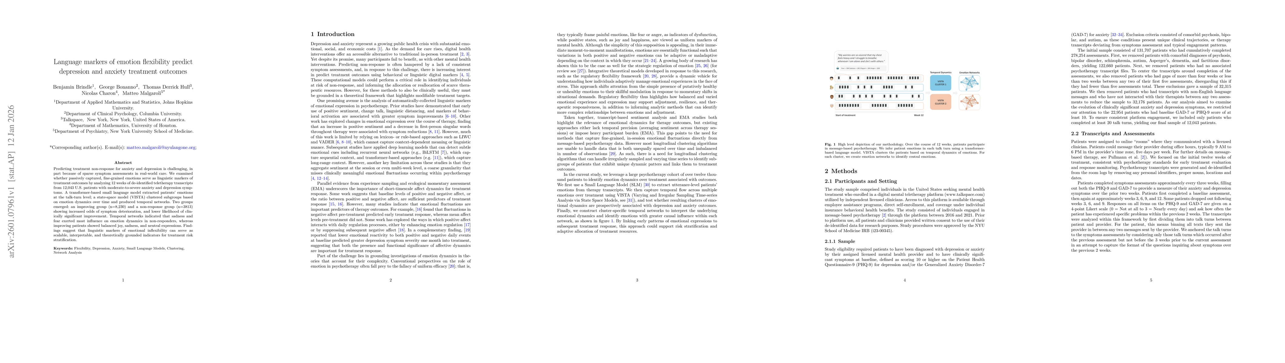 Thumbnail for Language markers of emotion flexibility predict depression and anxiety treatment outcomes
