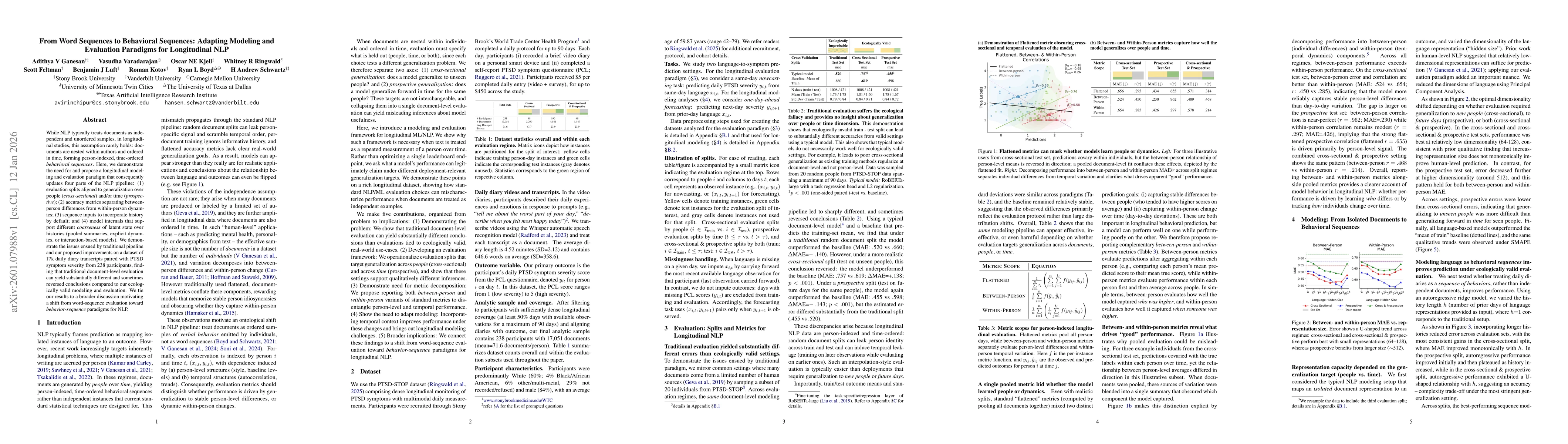 Thumbnail for From Word Sequences to Behavioral Sequences: Adapting Modeling and Evaluation Paradigms for Longitudinal NLP