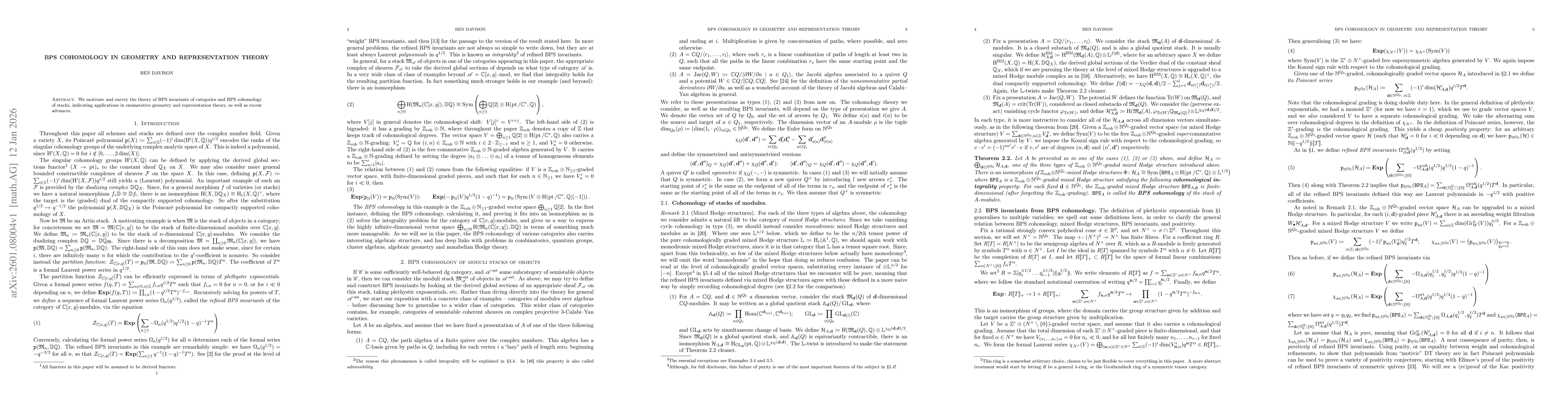 Thumbnail for BPS cohomology in geometry and representation theory
