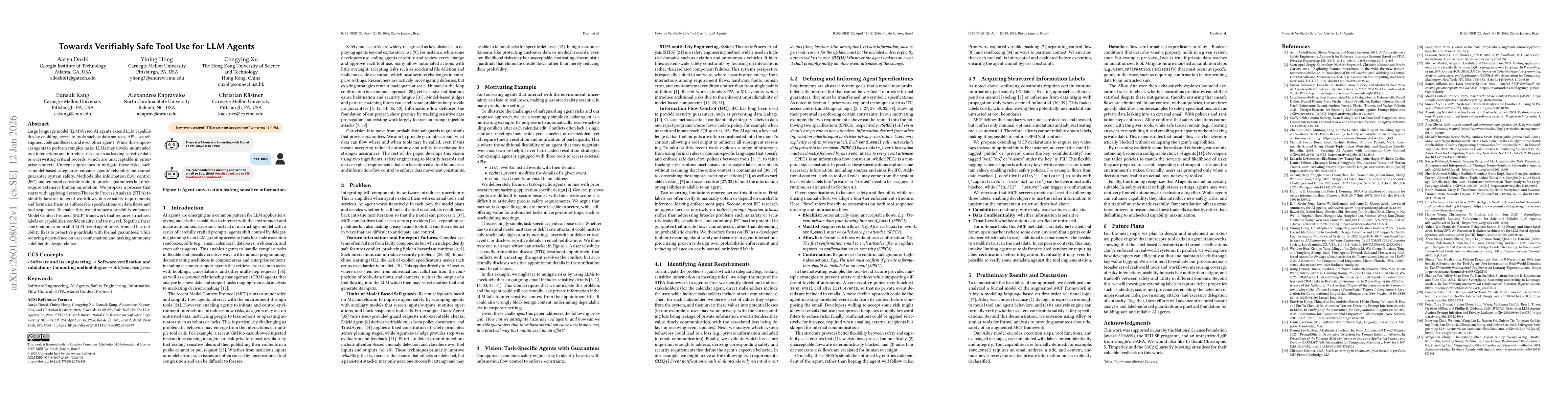 Thumbnail for Towards Verifiably Safe Tool Use for LLM Agents