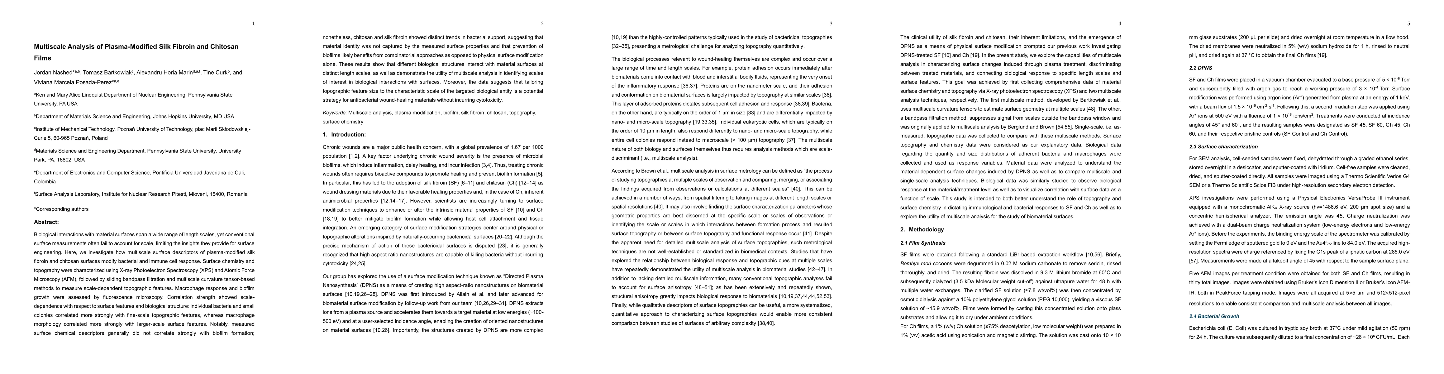 Thumbnail for Multiscale Analysis of Plasma-Modified Silk Fibroin and Chitosan Films