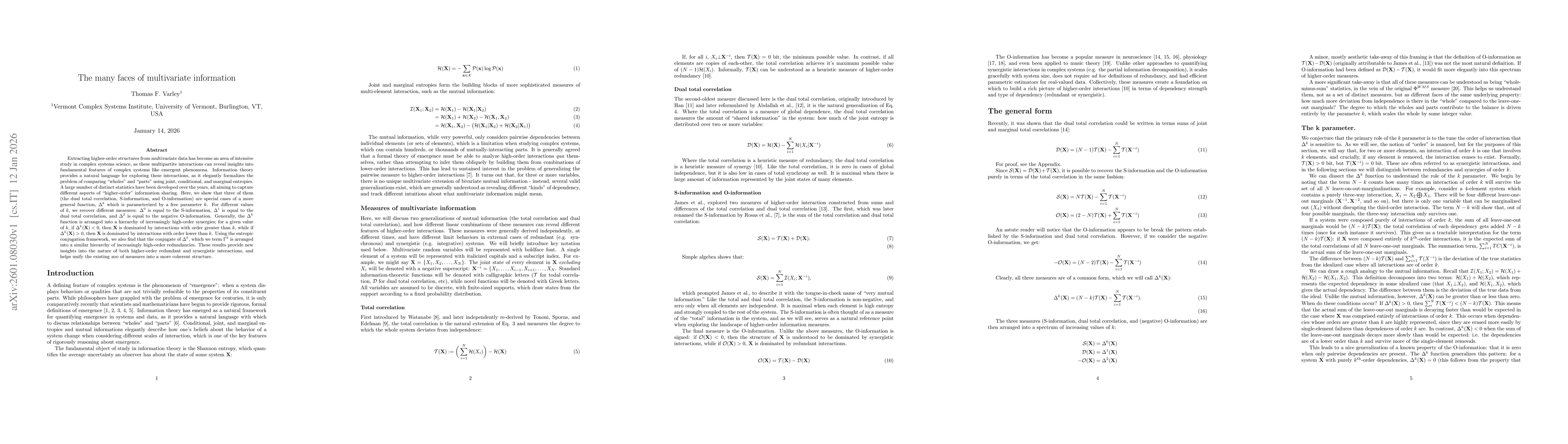 Thumbnail for The many faces of multivariate information