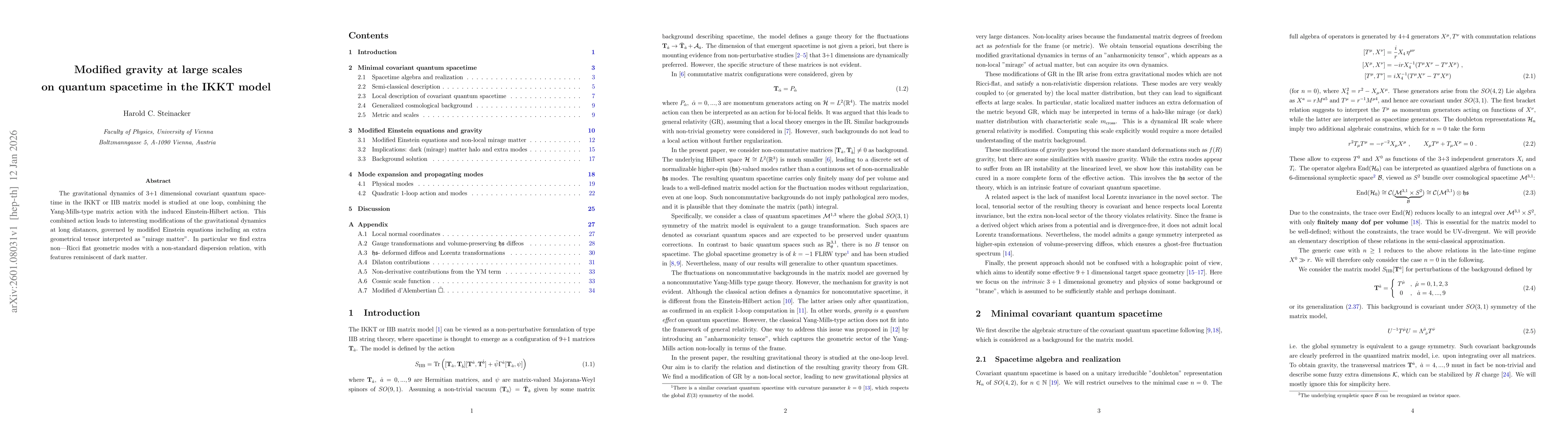 Thumbnail for Modified gravity at large scales on quantum spacetime in the IKKT model