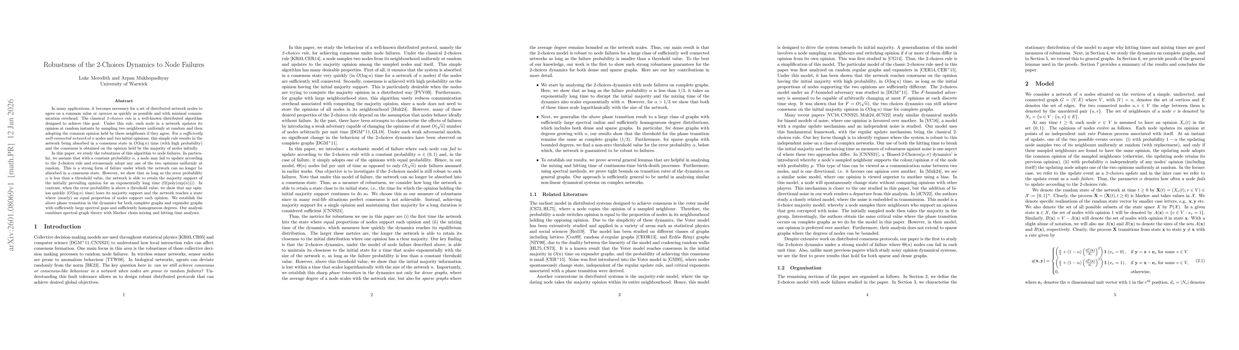 Thumbnail for Robustness of the 2-Choices Dynamics to Node Failures