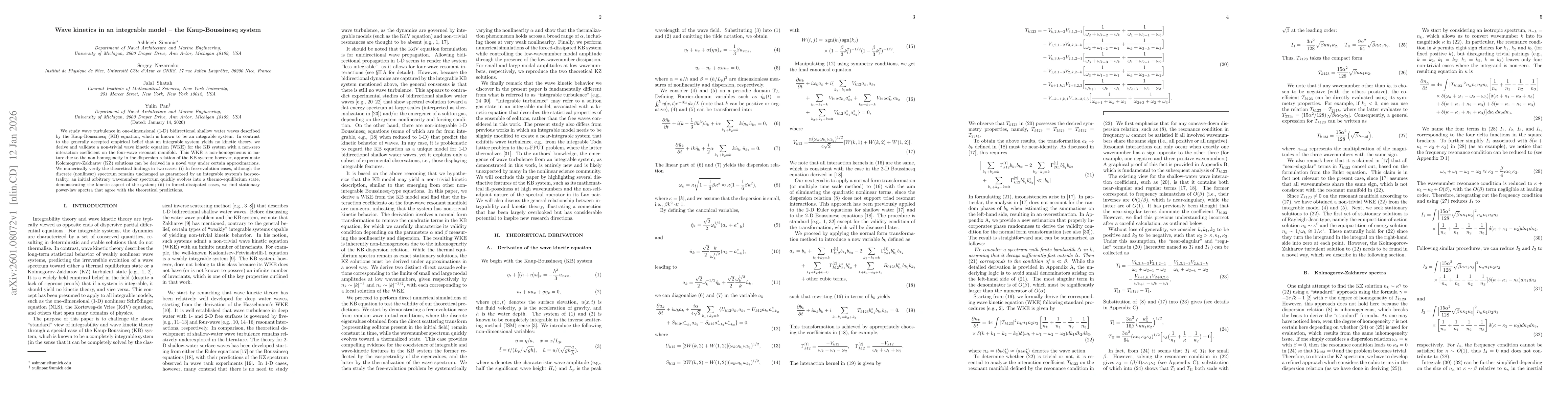 Thumbnail for Wave kinetics in an integrable model -- the Kaup-Boussinesq system