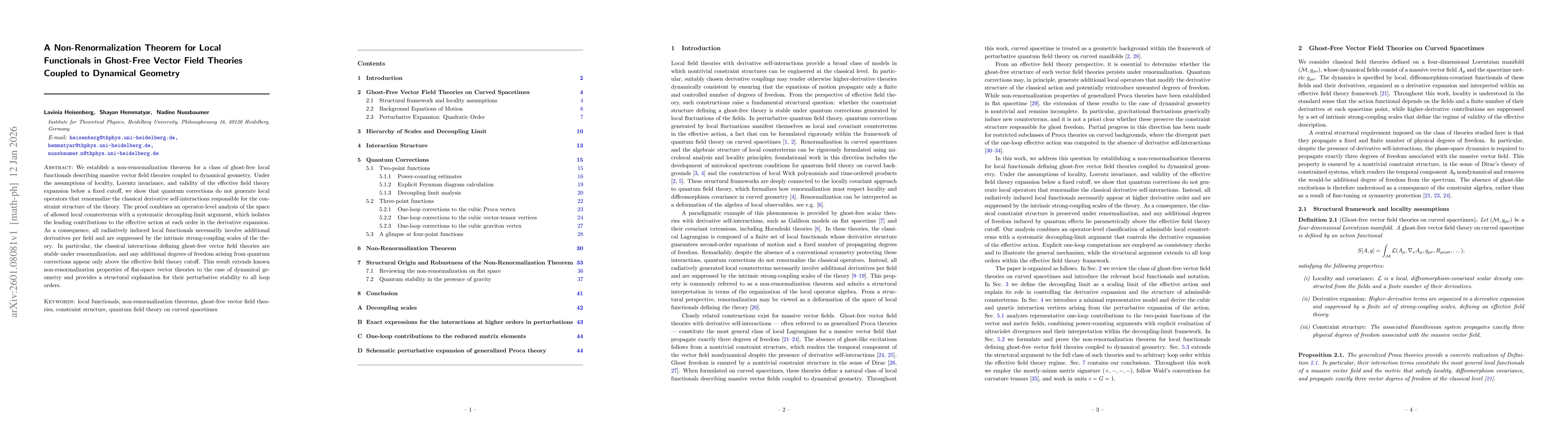 Thumbnail for A Non-Renormalization Theorem for Local Functionals in Ghost-Free Vector Field Theories Coupled to Dynamical Geometry