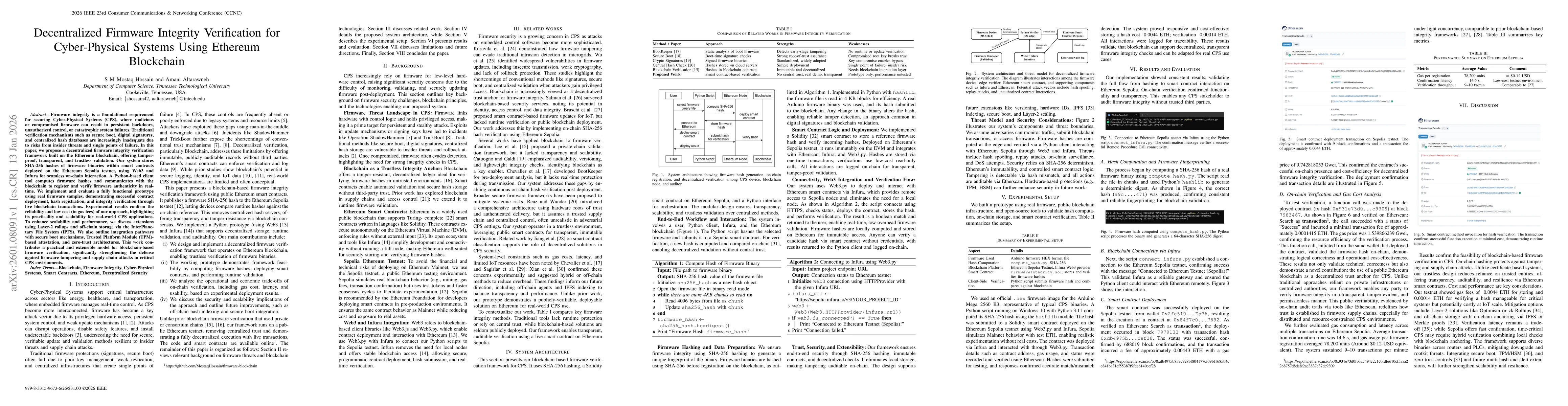 Thumbnail for Decentralized Firmware Integrity Verification for Cyber-Physical Systems Using Ethereum Blockchain
