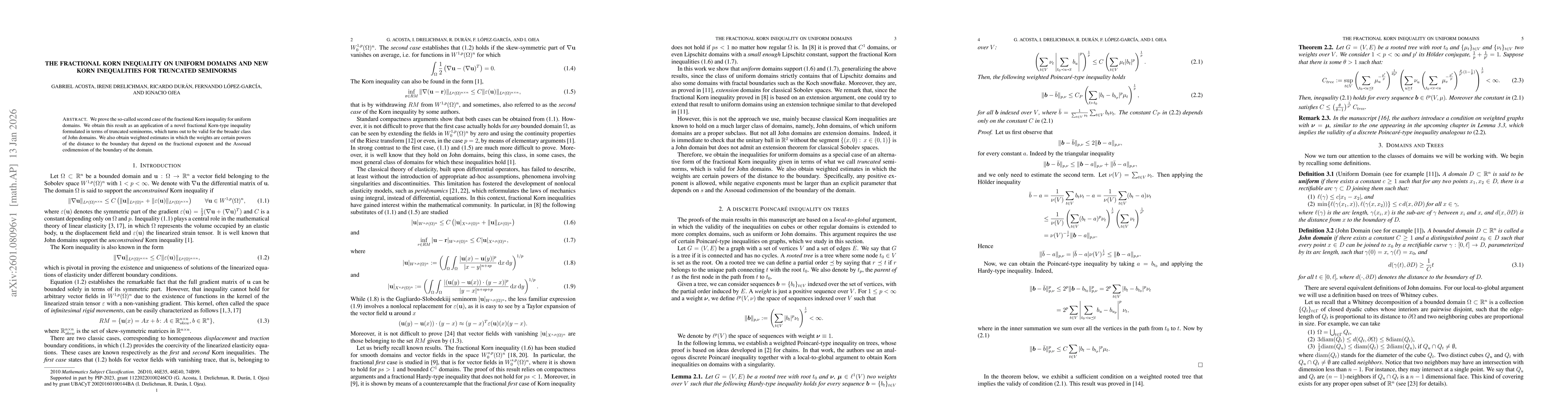 Thumbnail for The Fractional Korn Inequality on Uniform Domains and New Korn Inequalities for Truncated Seminorms