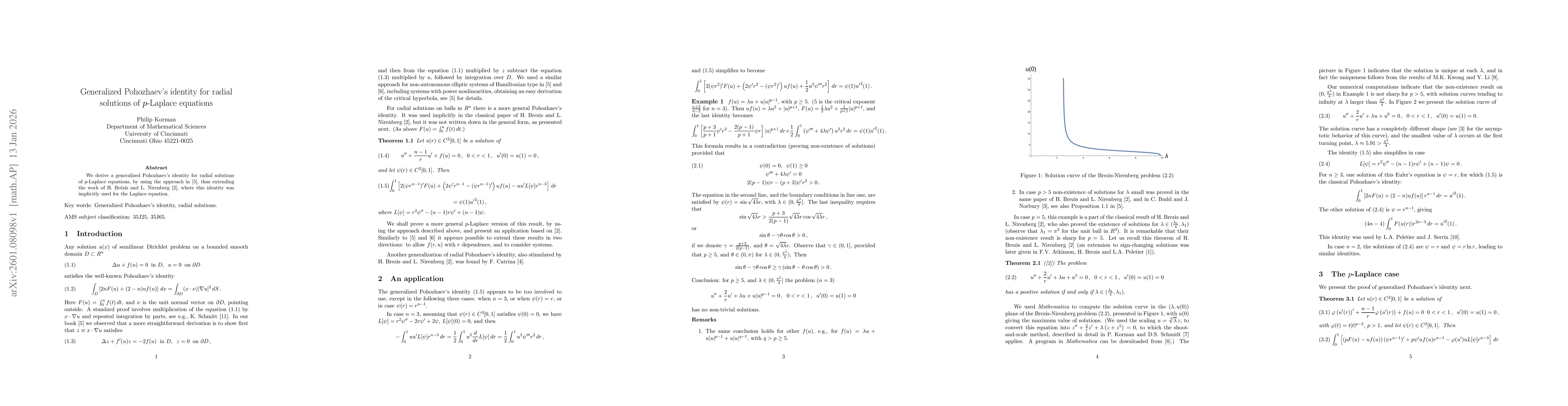Thumbnail for Generalized Pohozhaev's identity for radial solutions of $p$-Laplace equations