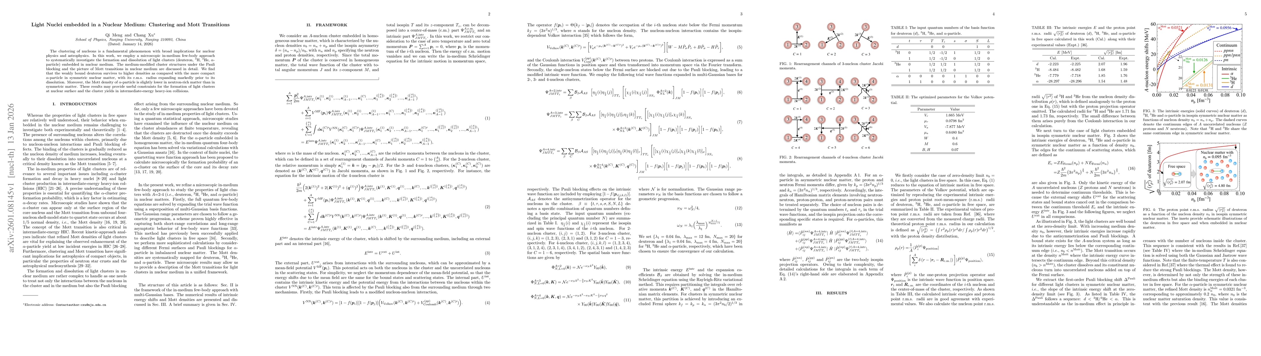 Thumbnail for Light Nuclei embedded in a Nuclear Medium: Clustering and Mott Transitions