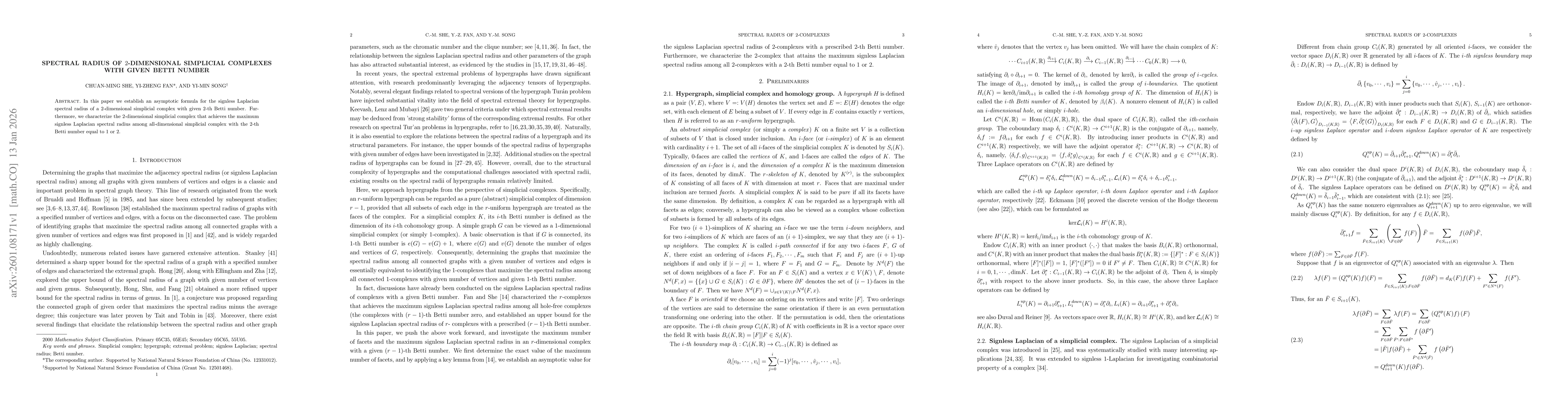 Thumbnail for Spectral radius of $2$-dimensional simplicial complexes with given Betti number