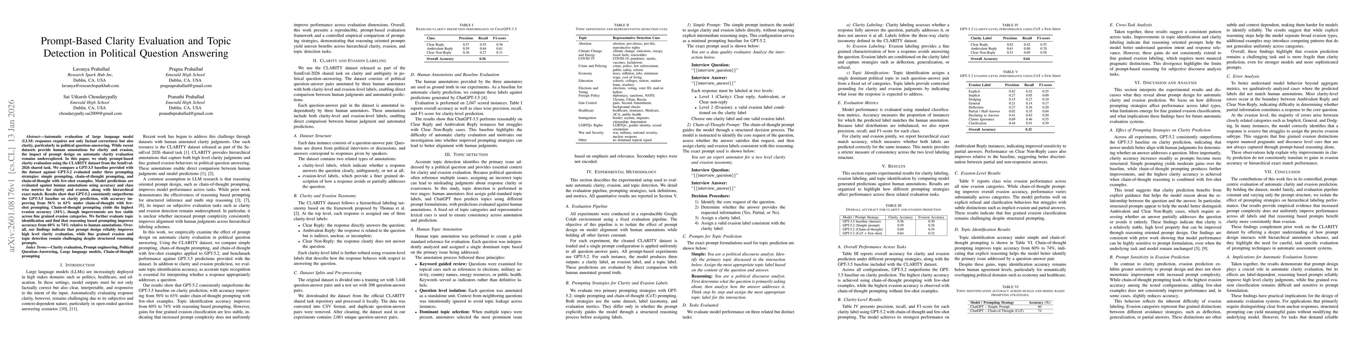 Thumbnail for Prompt-Based Clarity Evaluation and Topic Detection in Political Question Answering