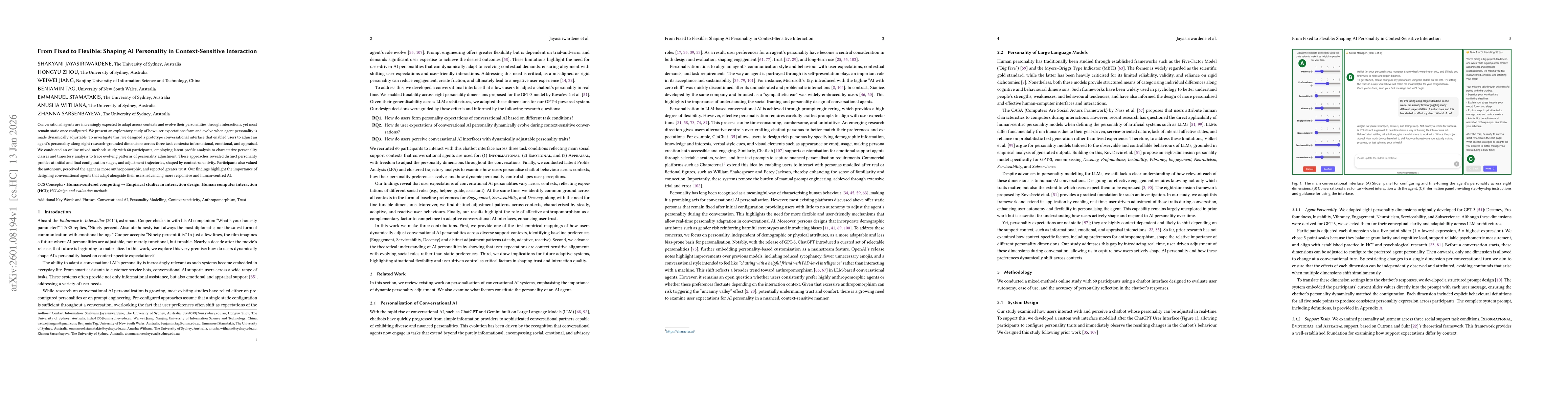 Thumbnail for From Fixed to Flexible: Shaping AI Personality in Context-Sensitive Interaction
