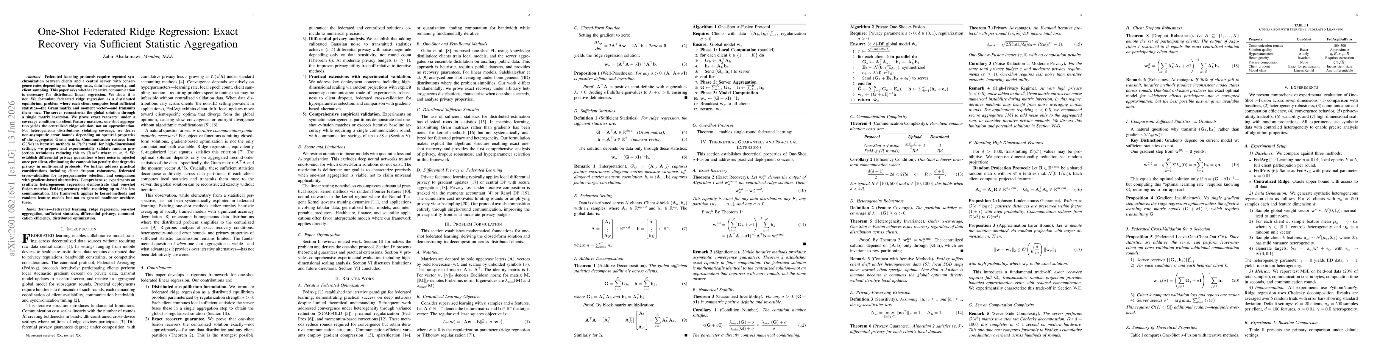 Thumbnail for One-Shot Federated Ridge Regression: Exact Recovery via Sufficient Statistic Aggregation