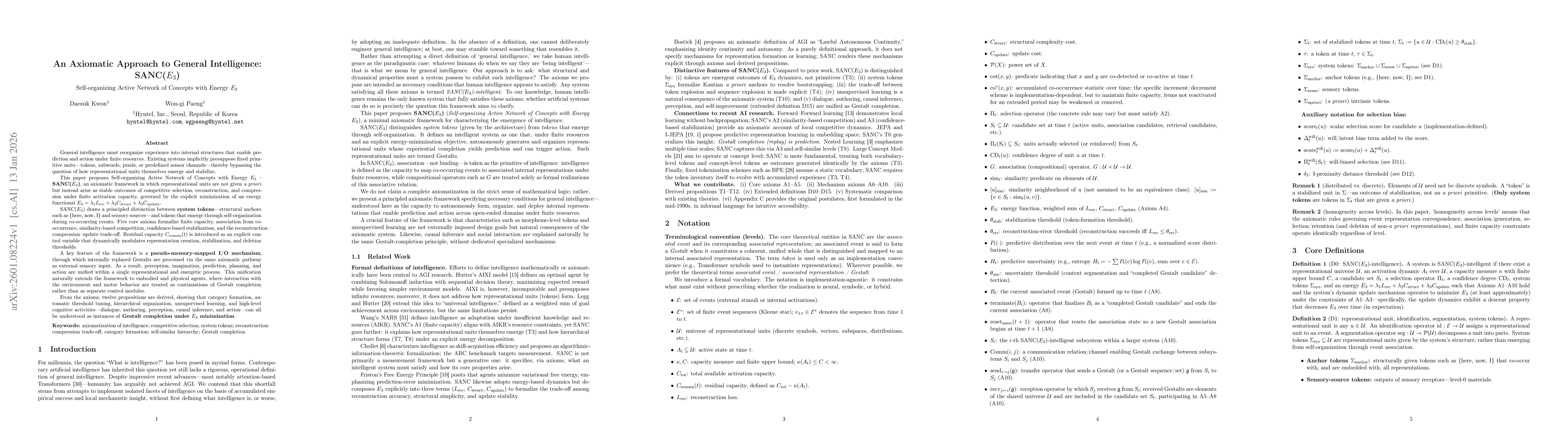 Thumbnail for An Axiomatic Approach to General Intelligence: SANC(E3) -- Self-organizing Active Network of Concepts with Energy E3