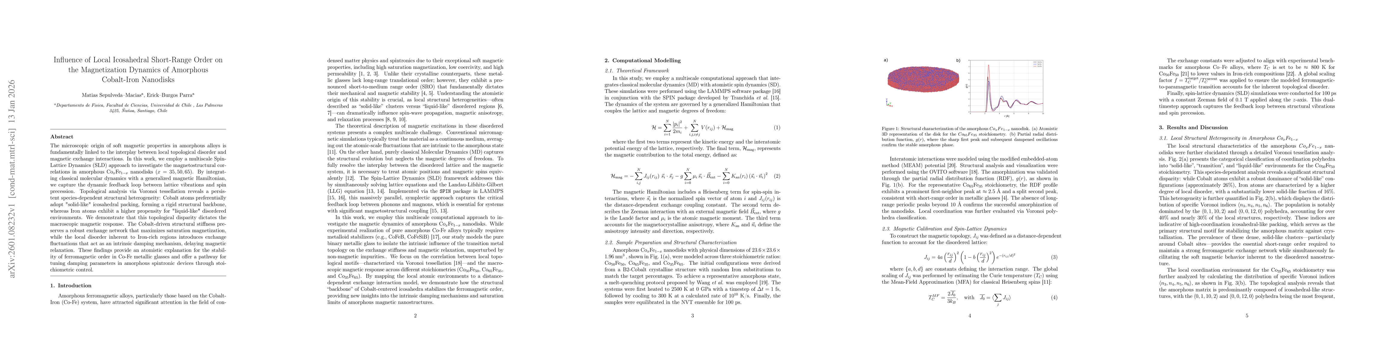 Thumbnail for Influence of Local Icosahedral Short-Range Order on the Magnetization Dynamics of Amorphous Cobalt-Iron Nanodisks