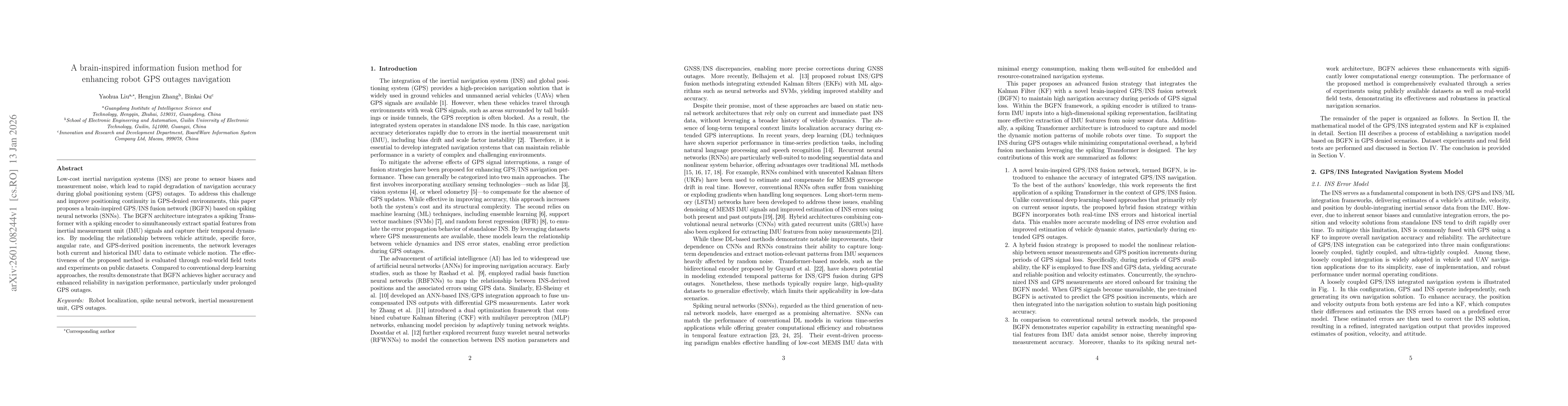 Thumbnail for A brain-inspired information fusion method for enhancing robot GPS outages navigation