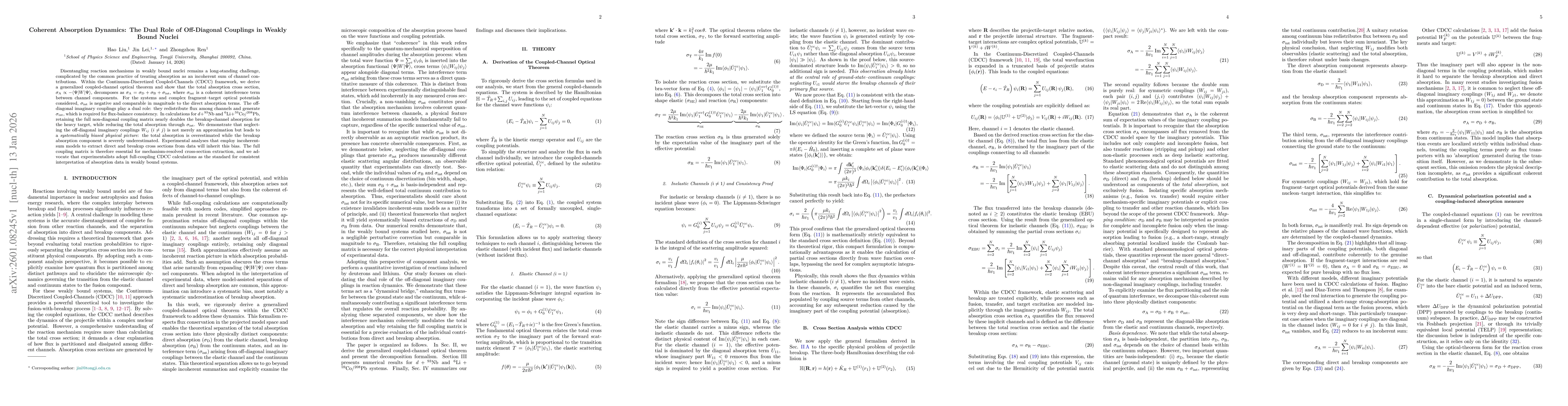 Thumbnail for Coherent Absorption Dynamics: The Dual Role of Off-Diagonal Couplings in Weakly Bound Nuclei