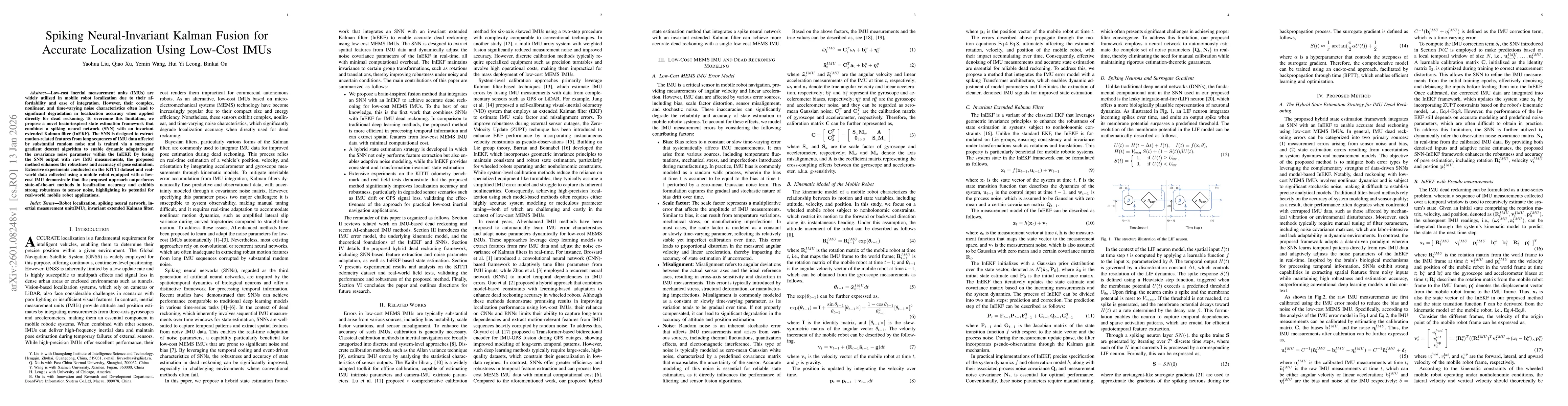 Thumbnail for Spiking Neural-Invariant Kalman Fusion for Accurate Localization Using Low-Cost IMUs