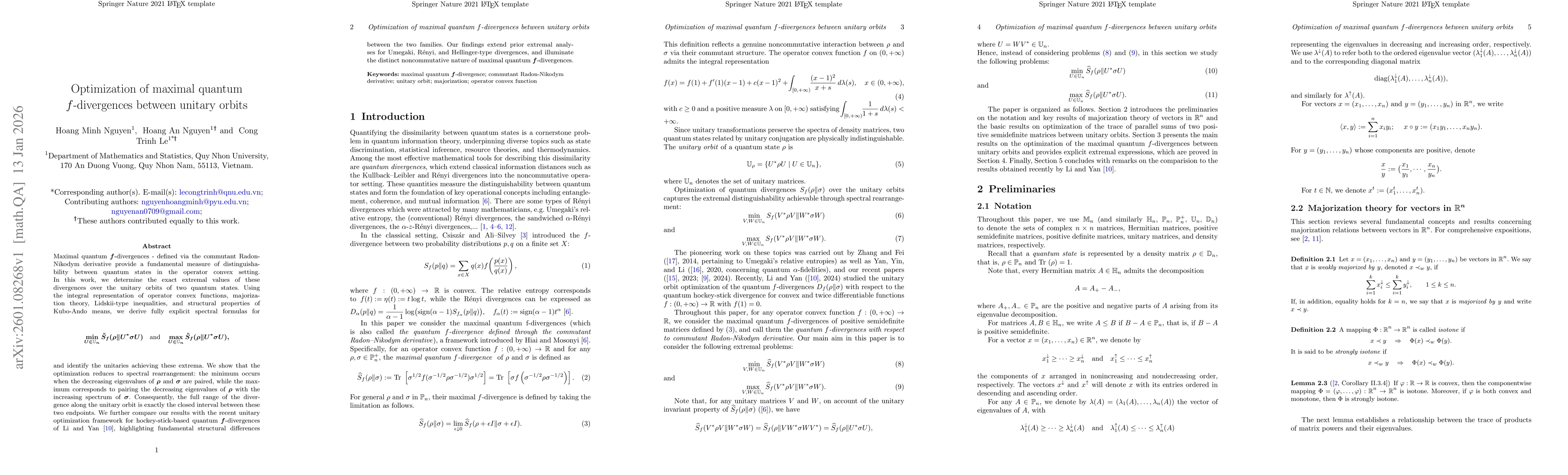 Thumbnail for Optimization of maximal quantum f-divergences between unitary orbits