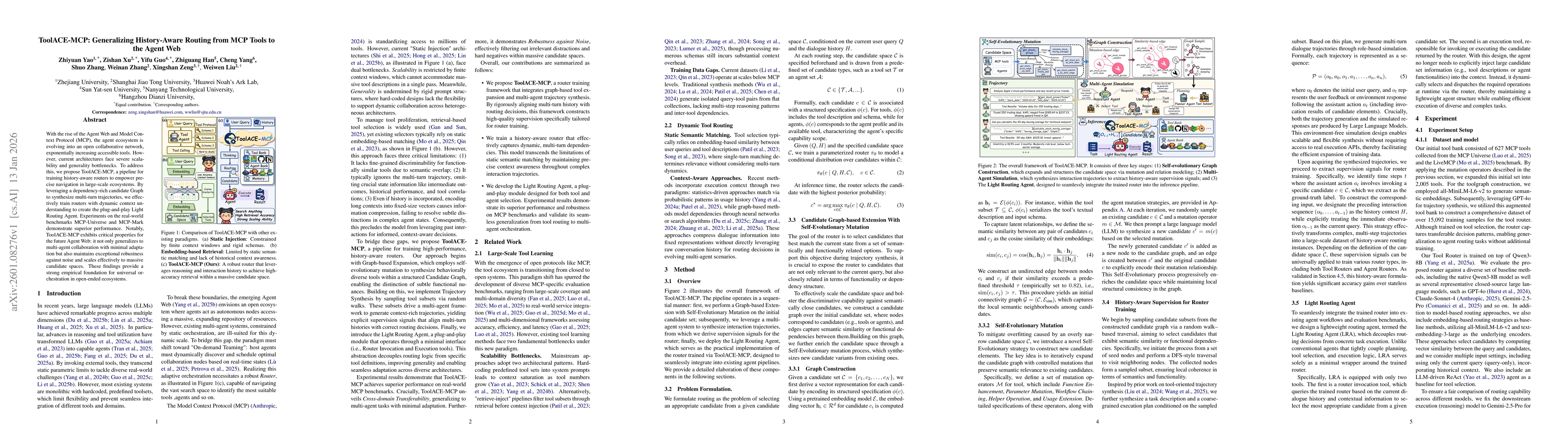 Thumbnail for ToolACE-MCP: Generalizing History-Aware Routing from MCP Tools to the Agent Web