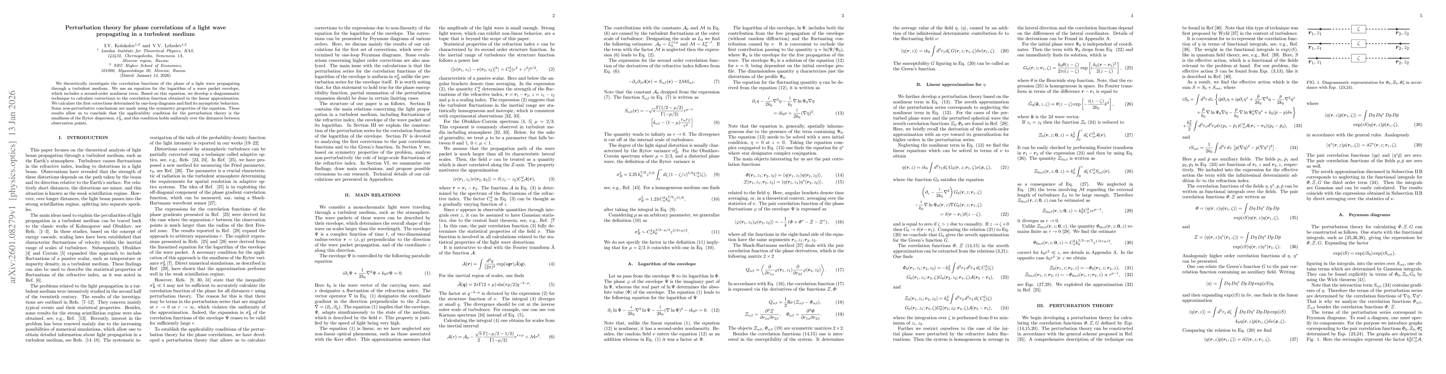Thumbnail for Perturbation theory for phase correlations of a light wave propagating in a turbulent medium