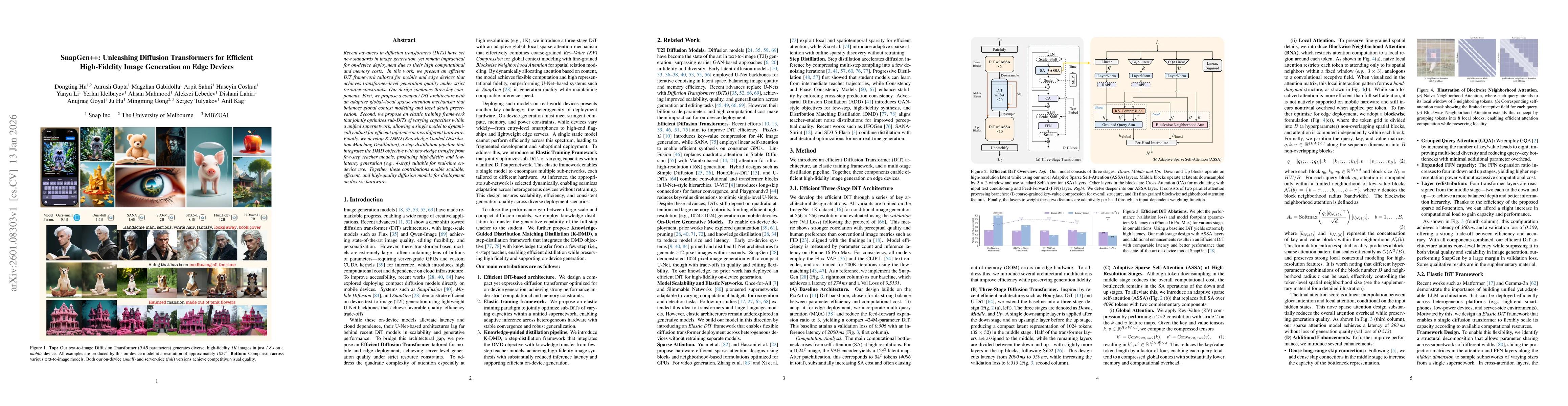 Thumbnail for SnapGen++: Unleashing Diffusion Transformers for Efficient High-Fidelity Image Generation on Edge Devices